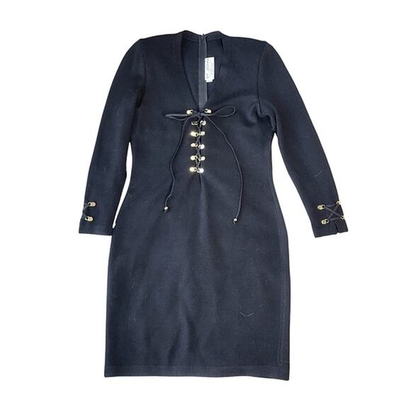 St. John By Marie Gray Wool Long sleeve Mini Dress 2 - Picture 1 of 7